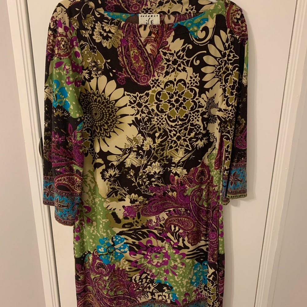 Ice Red and Blue Sheath Dress V-neck 3/4 Sleeve